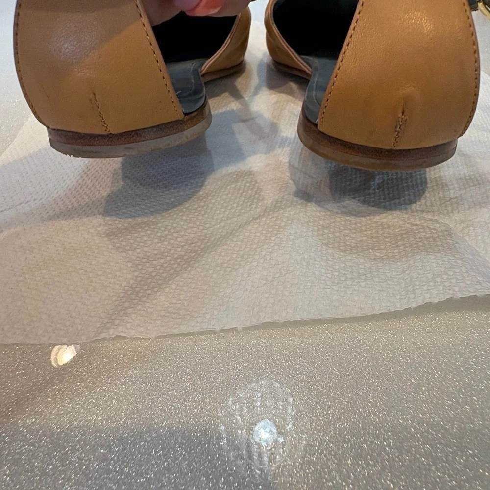Act Series A.012 23 Tan Leather Slingback Flats Handcrafted in Mallorca, Spain